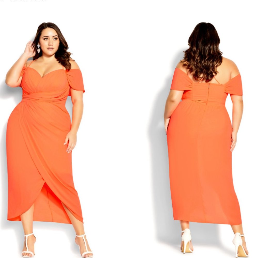 City Chic Orange Midi Dress - Picture 3 of 8